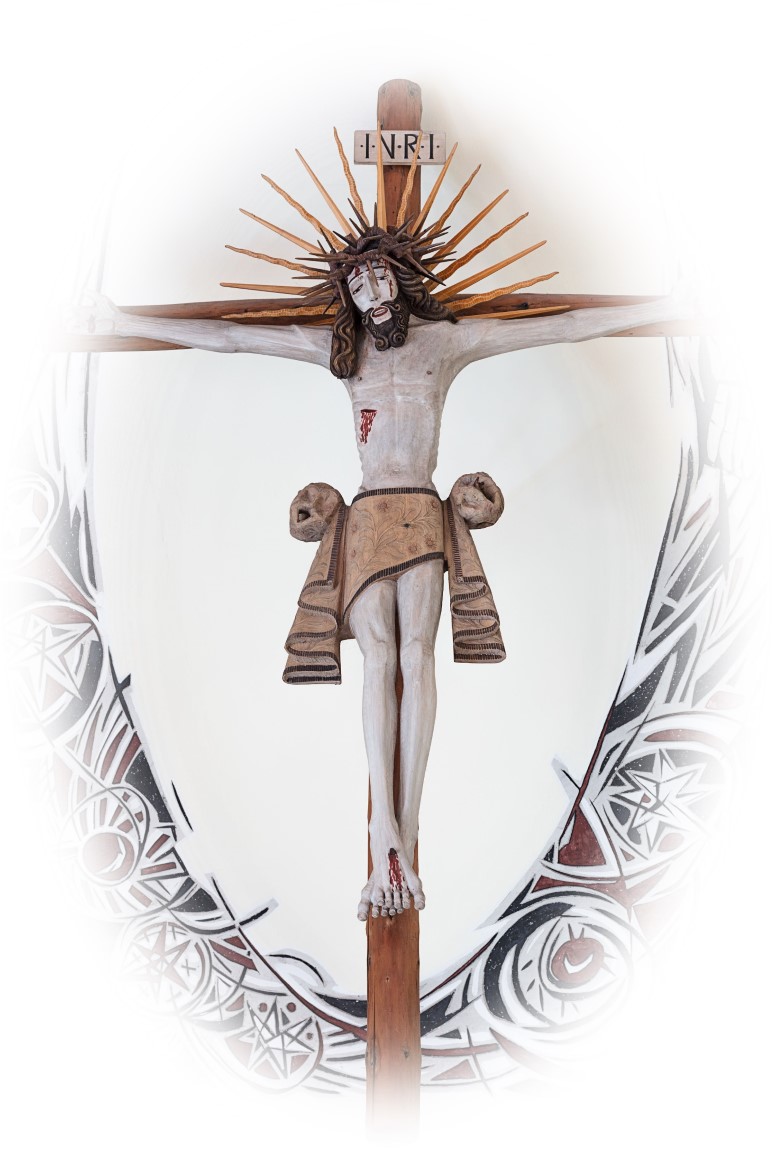 Rzeźba w drewnie przedstawiająca ukrzyżowanego Chrystusa